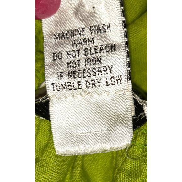 Lime Green Linen Blend Top Women's Blouse 2X Embroidered Tassels Boho Festival - Picture 12 of 16